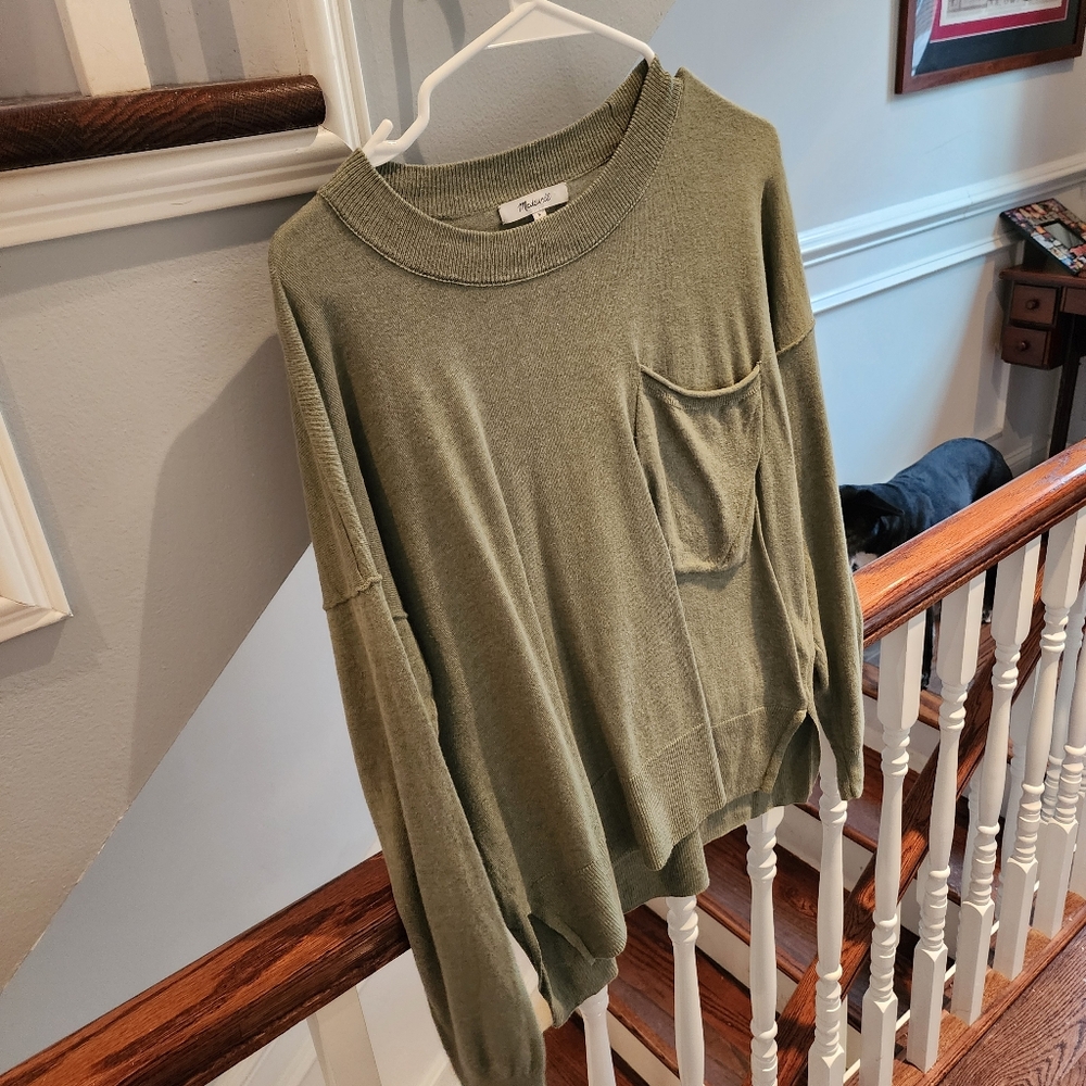Madewell Sage cotton blend lightweight sweater